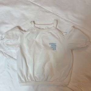 Zara White Kids Cold Shoulder Top